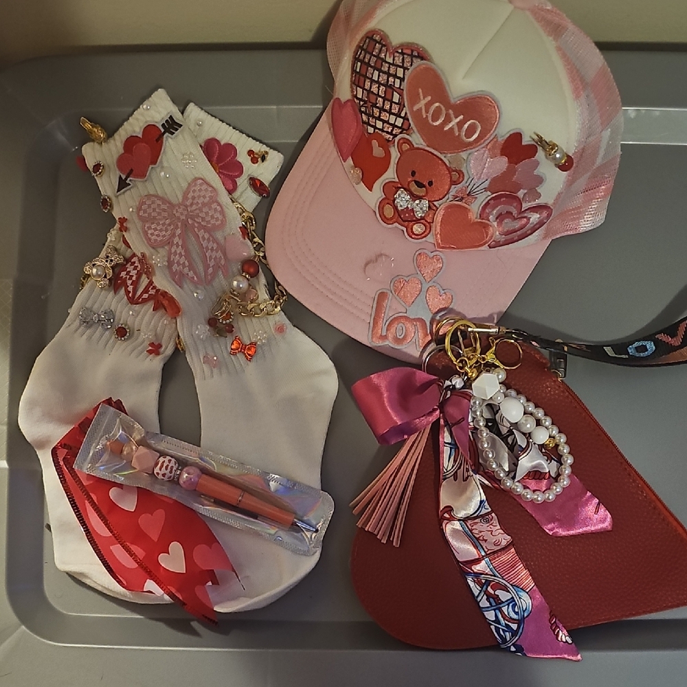 Charming Pink and White Kids Hat with Heart Accents